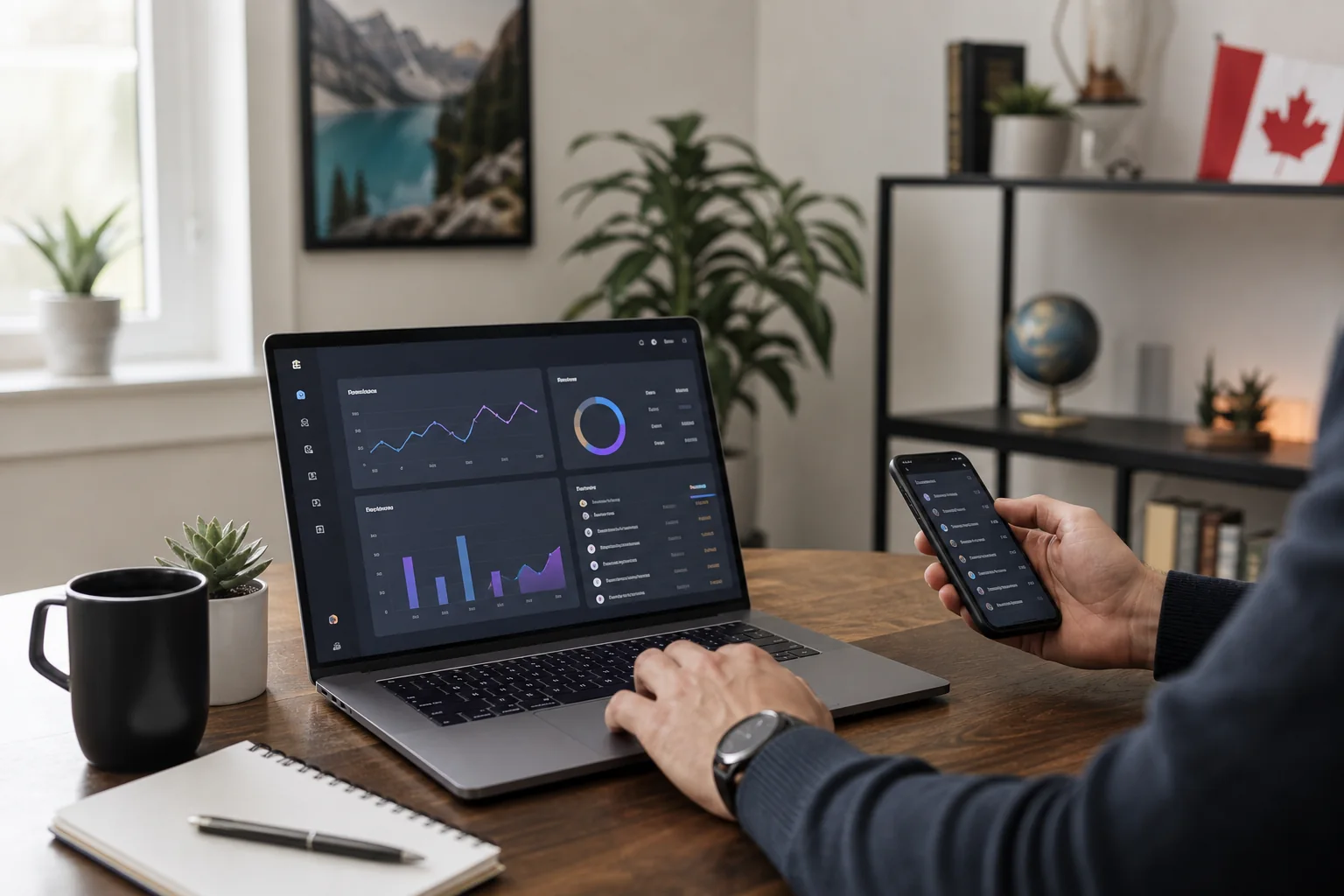 IPTV reseller business owner reviewing a digital dashboard